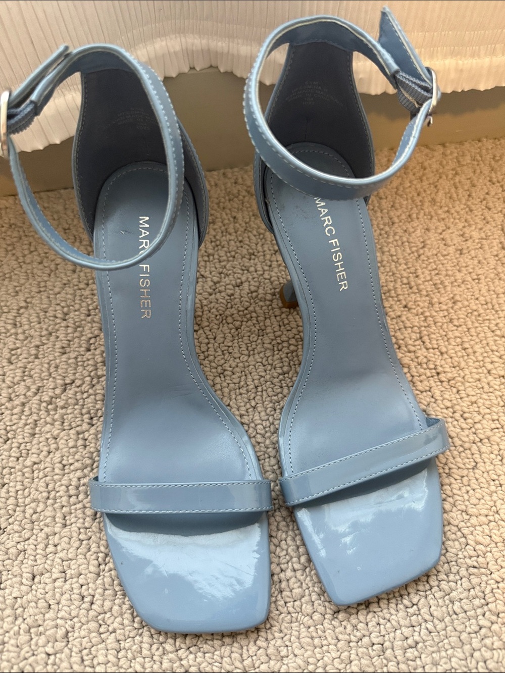 Marc Fisher Powder Blue Ankle-Strap Block Heels